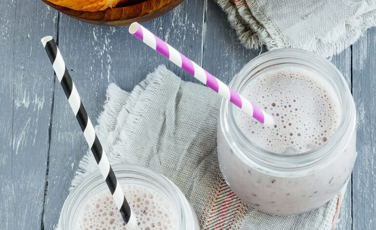 Smoothie de plátano y uva